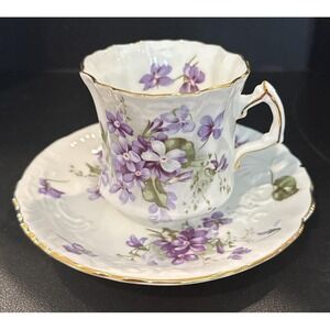 Hammersley Victorian Violets English Tea Cup Saucer Englands Countryside READ